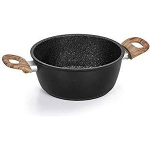 Barazzoni Spa Kookpan Ø24 cm Granitica Extra Eco Hout, zwart/eiken, 24 cm