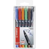 Overheadstift - STABILO OHPen universal - permanent medium - 6 stuks - met 6 verschillende kleuren