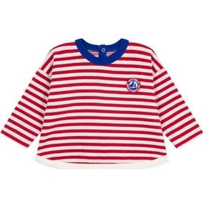 Petit Bateau Katoenen baby-T-shirt met lange mouwen, gestreept, Pompei/Milk, 3 Maanden