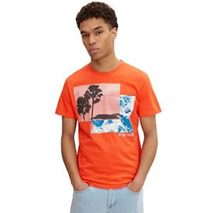 TOM TAILOR Uomini T-shirt met fotoprint 1031584, 10524 - Grenadine Red, M