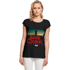 Merchcode Dames T-Shirt Dames Alice Cooper - Back Road T-shirt, Loose Fit, 100% Katoen, zwart, S