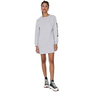 Trendyol Woman Mini Shift Crew Neck Woven Jurk Dames, Grijs, L