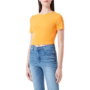 ONLY Onlemra S/S Cropped Top JRS T-shirt, Flame Orange, XS