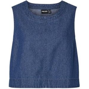 PIECES Dames Pctenim Sl Top WVN, blauw (medium blue denim), M