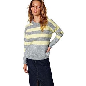 Trendyol FeMan Oversize Basic Crew Neck Knitwear Trui, Grijs, M, Grijs, M
