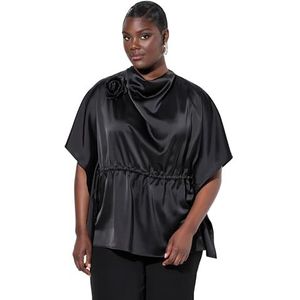 Ulla Popken - Blouseshirt - Zwart - Oversized - Halve Mouw
