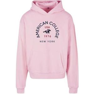 American College Hoodie voor heren, roze, maat S, model AC13, 100% katoen, Roze, S