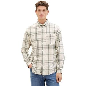 TOM TAILOR Herenhemd, 33887 - Beige Dusty Dark Teal Check, M