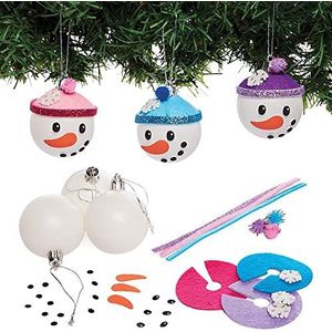 Baker Ross FX290 Sneeuwpop Kerstbal sets - Set van 6, Kinder Kerstboom Decoraties kunst set, Kunst en Knutselen Kerst Decoraties