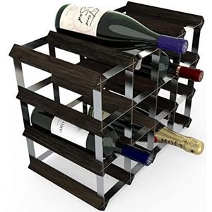 RTA Wineracks - Wijnrek 16 Flessen - Verzinkt Staal - Black Ash - 4x4