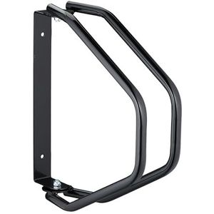 Relaxdays fietsenrek, muur, staal, 180 graden draaibaar, voor 1 fiets, voor binnen en buiten, weerbestendig, zwart