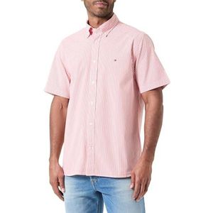 TOMMY HILFIGER Heren WCC FLEX POPLIN STP RF SHIRT S/S, Oranje (Briljant Oranje/Optisch Wit), S
