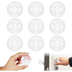 Romon Deurstopper, wandgreep, 9 stuks, transparant, 50 x 15 mm, zelfklevende bumpers voor deuren, deurgrepen, voor bescherming van muren en meubels, pluggen
