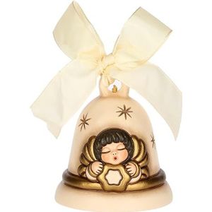 THUN, Klok met engel van keramiek, collectie kerstmagie, Limited Edition 2024 om te verzamelen, cadeau-idee voor Kerstmis, 7,1 x 7,1 x 7,8 cm, champagne