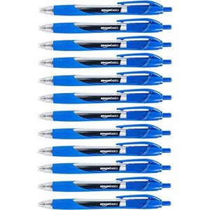 Amazon Basics intrekbare gel inktpennen - fijne punt, blauw, pak van 12 stuks