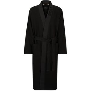 BOSS Badjas kimono in waffle-piqué, zwart 1, S