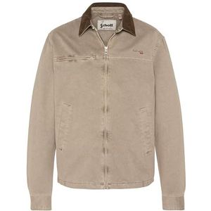 CADAMSWASH korte jas van gewassen katoen en fluwelen kraag, Taupe, M