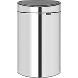 Brabantia Touch Bin Prullenbak, Kunststof Binnenemmer, Brilliant Steel, 40 Liter