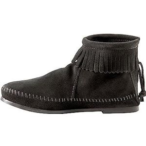 Minnetonka Back mocassin boots voor dames met korte schacht, zwart zwart 9, 37 EU