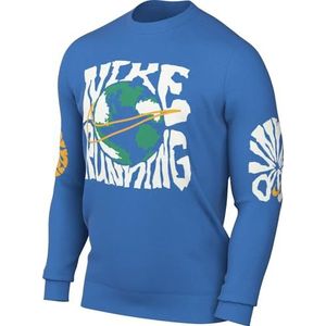 Nike Shirt M Nk Df Run Energy FLC Crew, Lt Photo Blue/University Gold, HF0333-435, L