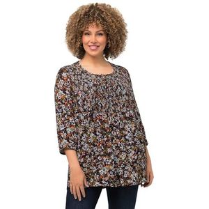 Ulla Popken Damesblouse met bloemenprint, olijf, 50/52 Grote maten