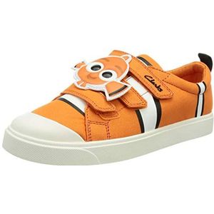 Clarks City Nemo K Sneakers voor jongens, oranje, 34 EU