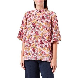 Sidona Dames blouse met korte mouwen 10130379, wolwit meerkleurig, L, Wolwit meerkleurig, L