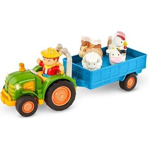 Battat Tractorspeelgoed met aanhanger, boerderijdieren, boeren, licht, muziek, tractor- en dierengeluiden, boerderijspeelgoed, educatief speelgoed voor kinderen vanaf 18 maanden