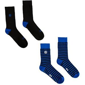 FC Internazionale Milano S.p.A. Inter Set van twee paar sokken voor heren, sokken van katoen, voor alle Tifosi Nerazzurri en geschikt voor elke gelegenheid, officieel inter-product, Zwart en blauw