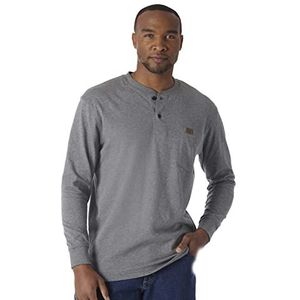 Wrangler Men's Riggs Workwear Long Sleeve Henley, Charcoal Gray, XX-Large