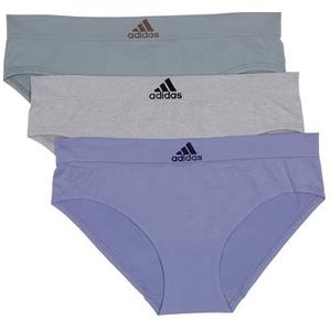 adidas Naadloze hipster ondergoed voor dames, 3-pack, roze heather/zwart/heidegrijs, Small, Zilver Violet/Heather Grijs/Zilver Groen, S