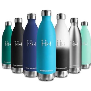 Thermosfles, 1 l, herbruikbare waterfles, dubbelwandige roestvrijstalen drinkfles, BPA-vrij, lekvrij, voor kinderen, school, volwassenen, sport, reizen, kamperen