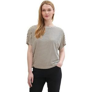TOM TAILOR T-shirt voor dames, 35347 - Beige Navy Stripe, XXS