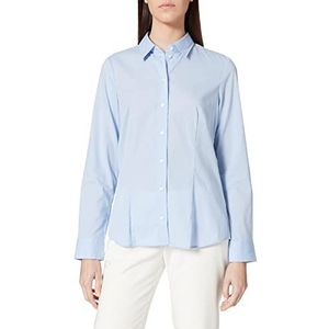 Zijdesticker dames blouse – strijkvrije, licht getailleerde hemdblouse met hemdblouskraag – lange mouwen – 100% katoen