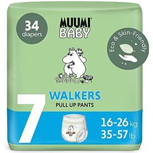 Muumi Baby Eco Pull Ups Maat 7, 16-26 kg, 34 Premium Sensitive Luierbroekje met Lekkagebarrière | Zacht en huidvriendelijk, ademend, absorberend, geen onnodige chemicaliën |