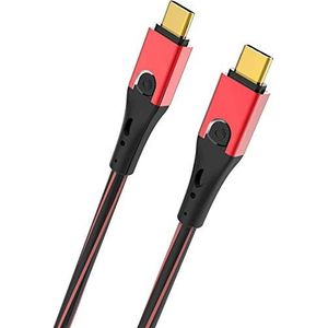 OEHLBACH USB-Evolution CC - hoogwaardige USB-kabel 3.1 USB-C naar 3.1 USB-C (laad- en datakabel) zwart/rood - 50cm