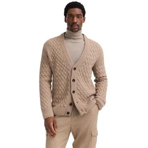 Bugatti - Cardigan - Beige - Regular fit - Met V-hals en Vlecht-look