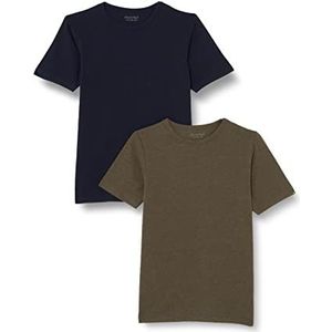 MINYMO Unisex Kids Basic 32 SS (2-pack) T-shirt, Dark Olive, 80, dark olive, 80 cm