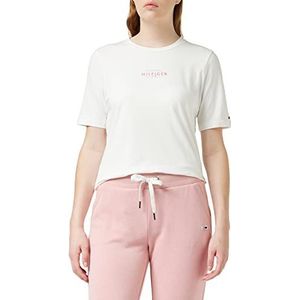 Tommy Hilfiger Dames Reg Nieuw merk Ess C-Nk Ss S/S gebreide tops, Ecru, S, Ecru, S