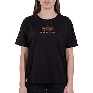 ALPHA INDUSTRIES Vrouwen Basic T Cos Ml Folie Print Wmn T-shirt met korte mouwen, Zwart, S