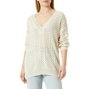 Sisley Dames V Neck L/S 1142L400C Sweater, Off White 904, M
