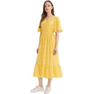 DeFacto Damesjurk met korte mouwen, zomerjurk, geel, 36