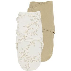 Meyco Baby Branches/Uni inbakerzak set van 2, eerste uitrusting voor pasgeborenen (inslagdoek voor baby's vanaf 0-3 maanden, zacht slaapcomfort, ademend en vochtabsorberend, hulp bij inslaap), zand