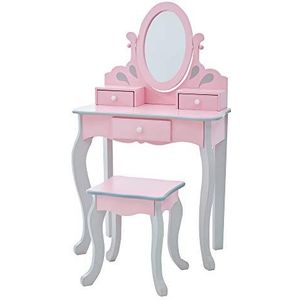 Teamson Kids roze houten make-uptafel met stoeltje en spiegel VEN-TD-12851A