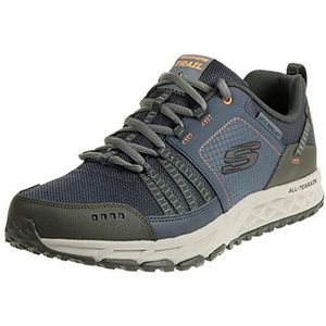 Skechers Escape Plan Sneakers voor heren, Blauw Navy Oranje, 37.5 EU