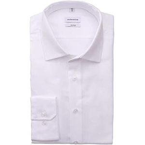 Seidensticker Zakelijk overhemd voor heren, shaped fit, gemakkelijk te strijken, kent-kraag, lange mouwen, 100% katoen, wit, 41