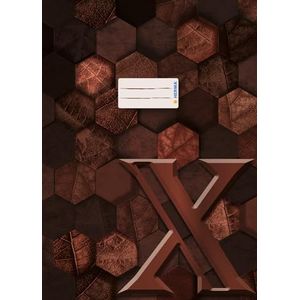 HERMA 20092 schriftomslag A4 karton bruin, veredelde boekomslag met tekstveld van stevig en extra sterk papier, met hexagon-patroon, motief voor schoolschriften, gekleurd