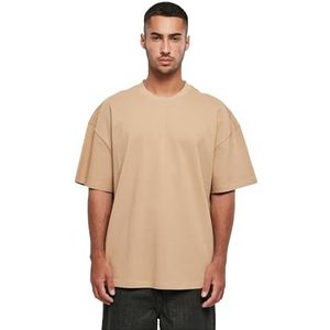 Build Your Brand Heren T-shirt Ultra Heavy Cotton Box Tee, Basic T-shirt voor mannen, oversized fit, maten XS - 5XL, Unionbeige, XL