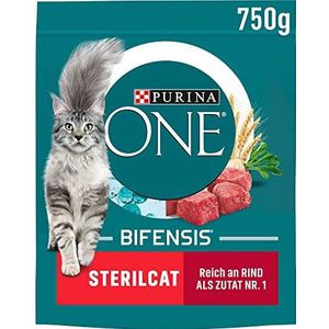 PURINA ONE BIFENSIS STERILCAT Kattenvoer droog voor gesteriliseerde katten, rijk aan rundvlees, verpakking van 6 (6 x 750 g)