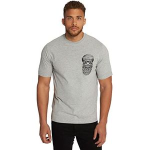 JP 1880 T-shirt met print op de borst, grijs melange, 7XL